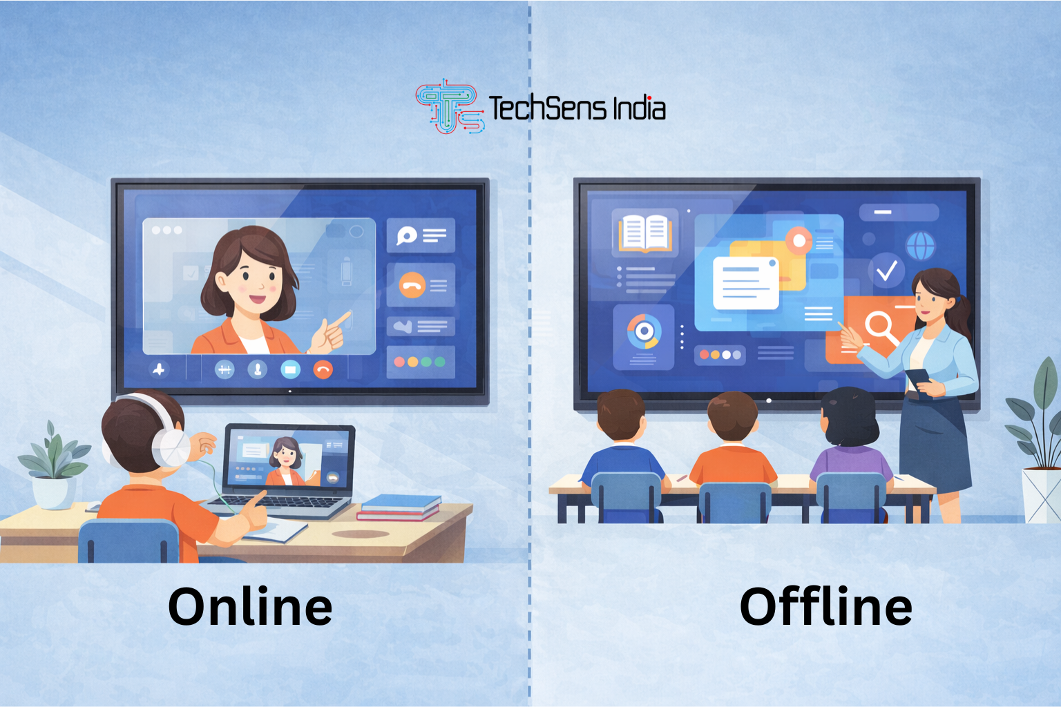 Interactive Flat Panel Display for Online and Offline